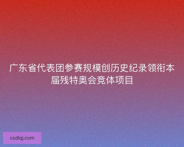 广东省代表团参赛规模创历史纪录领衔本届残特奥会竞体项目