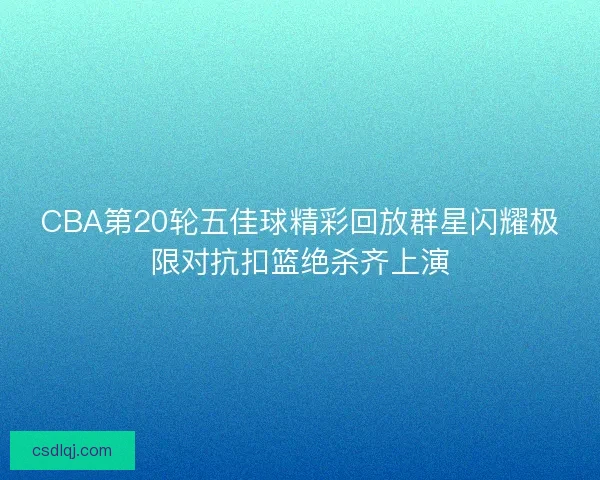 CBA第20轮五佳球精彩回放群星闪耀极限对抗扣篮绝杀齐上演